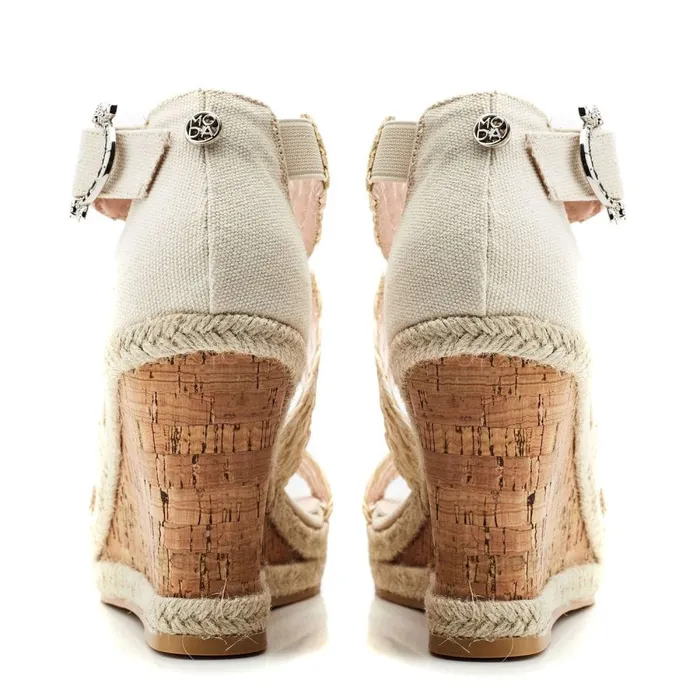Wedge Sandals Women Moda In Pelle Pursuit Natural Textile
