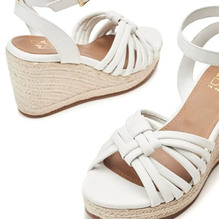Wedge Sandals Women Moda In Pelle Rhina White Leather