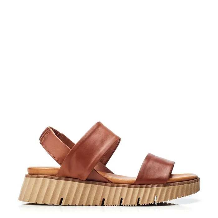 Wedge Sandals Women Moda In Pelle Shoon Sh Indiana Tan Leather