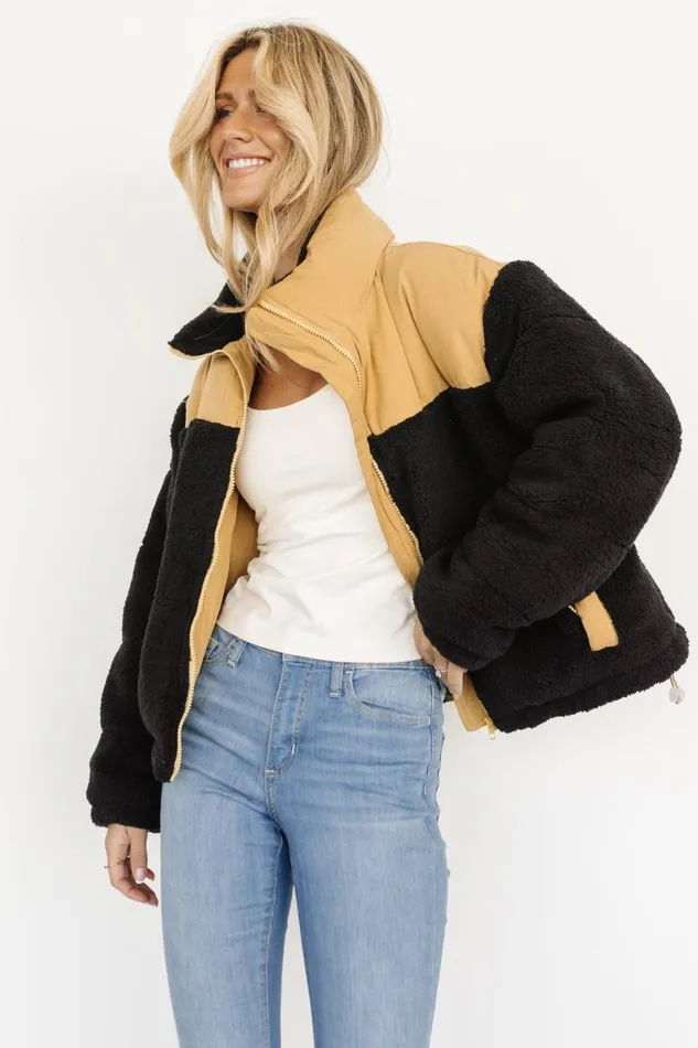 Weekender Sherpa Puffer Jacket Khaki Black Women Baltic Born Outerwear Weekender Sherpa Puffer Jacket Khaki Black Women Baltic Born Outerwear