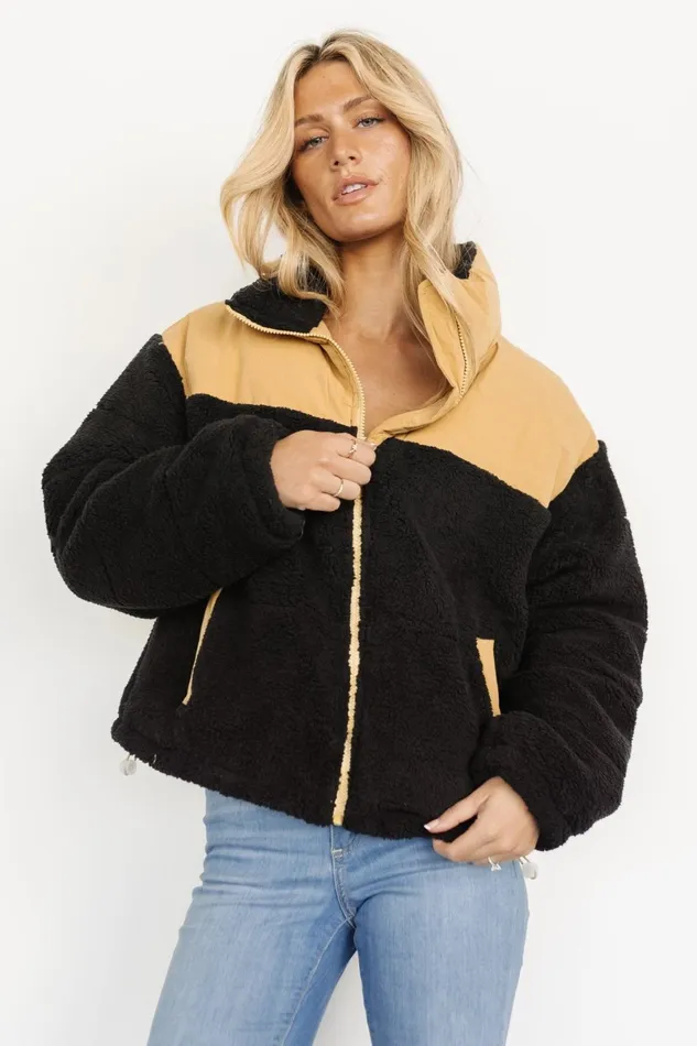 Weekender Sherpa Puffer Jacket Khaki Black Women Baltic Born Outerwear Weekender Sherpa Puffer Jacket Khaki Black Women Baltic Born Outerwear