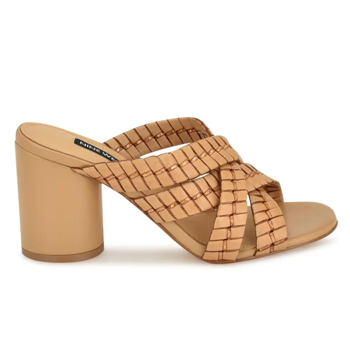 Wenea Strappy Heeled Slide Sandals Natural Women Nine West Heeled