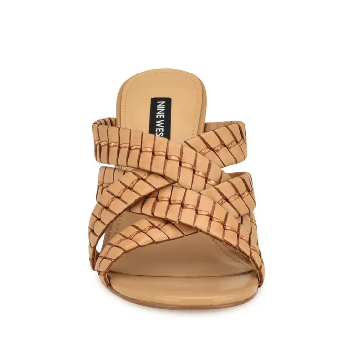 Wenea Strappy Heeled Slide Sandals Natural Women Nine West Heeled Wenea Strappy Heeled Slide Sandals Natural Women Nine West Heeled