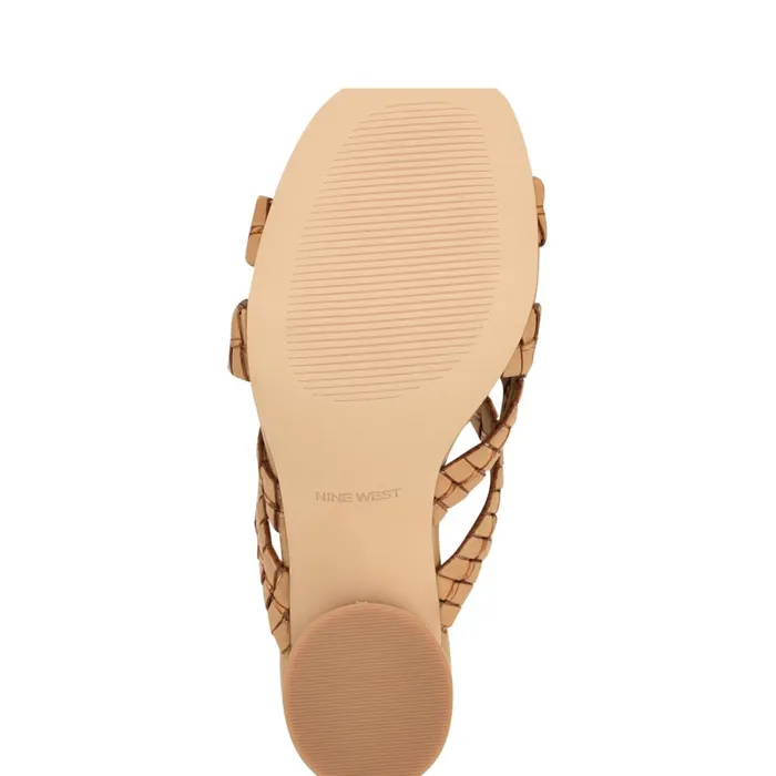Wenea Strappy Heeled Slide Sandals Natural Women Nine West Heeled Wenea Strappy Heeled Slide Sandals Natural Women Nine West Heeled
