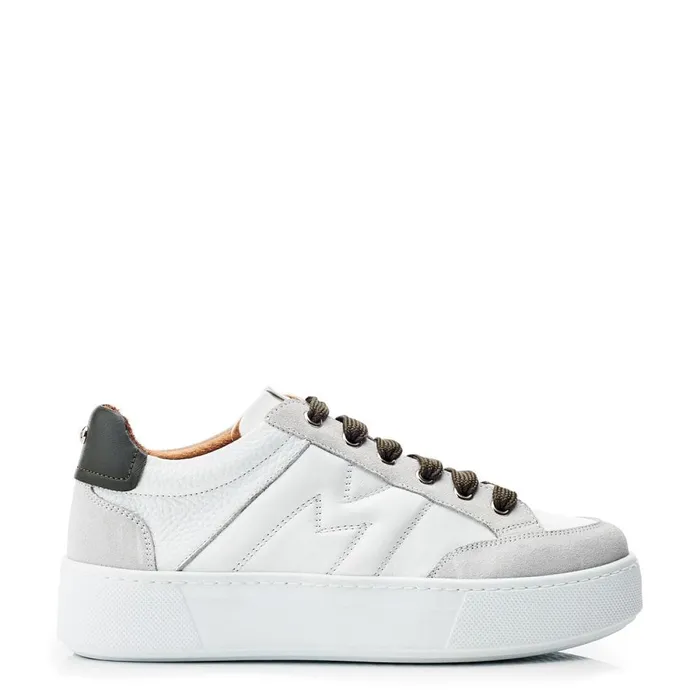 White Trainers Women Moda In Pelle Amarante White Leather