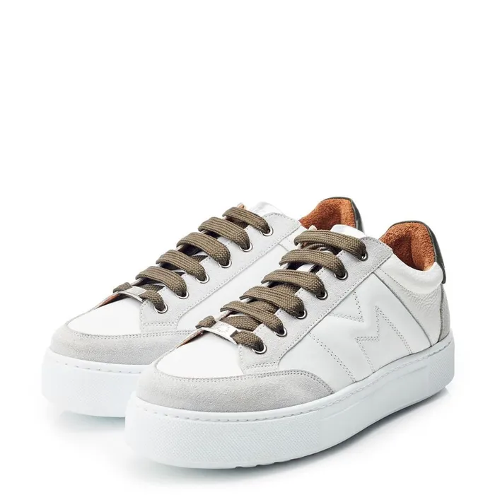 White Trainers Women Moda In Pelle Amarante White Leather