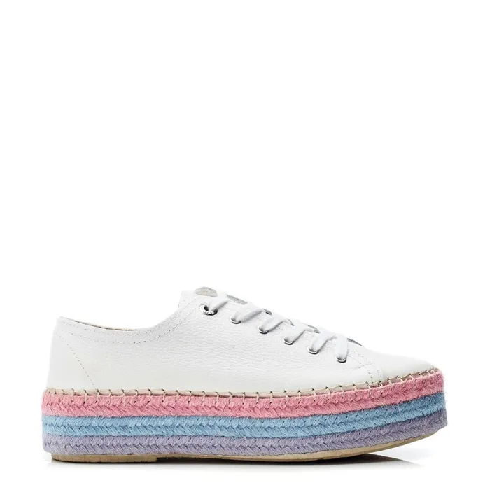 White Trainers Women Moda In Pelle Braidee White 8211 Lilac Leather