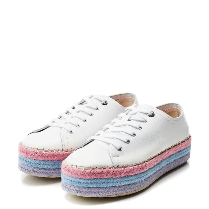 White Trainers Women Moda In Pelle Braidee White 8211 Lilac Leather