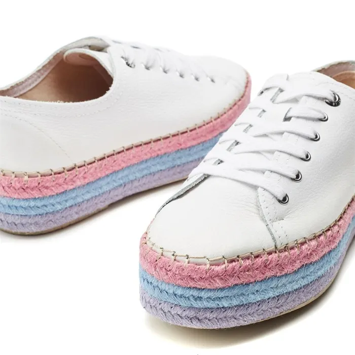 White Trainers Women Moda In Pelle Braidee White 8211 Lilac Leather