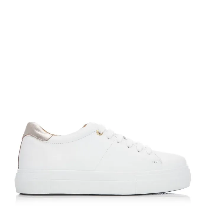 White Trainers Women Moda In Pelle Bsoleful BNoho WhiteGold Leather