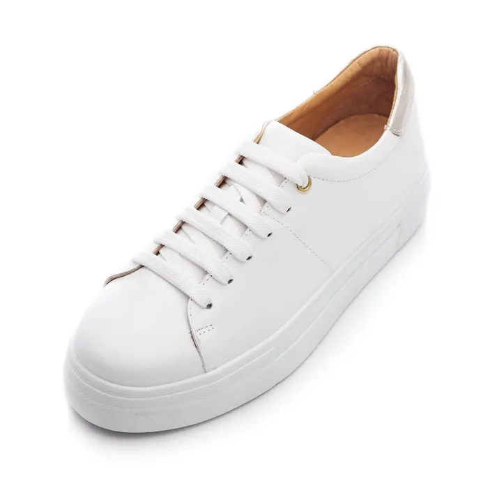 White Trainers Women Moda In Pelle Bsoleful BNoho WhiteGold Leather