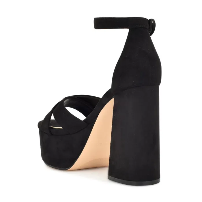 Willie Platform Sandals Black Suede Women Nine West High Heels Willie Platform Sandals Black Suede Women Nine West High Heels