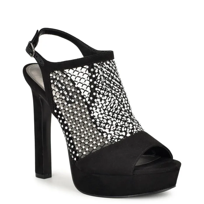 Wohmah Peep Toe Platform Sandals Black Women Nine West Heeled Wohmah Peep Toe Platform Sandals Black Women Nine West Heeled