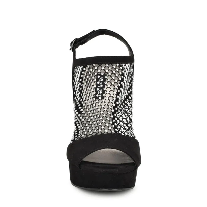 Wohmah Peep Toe Platform Sandals Black Women Nine West Heeled Wohmah Peep Toe Platform Sandals Black Women Nine West Heeled