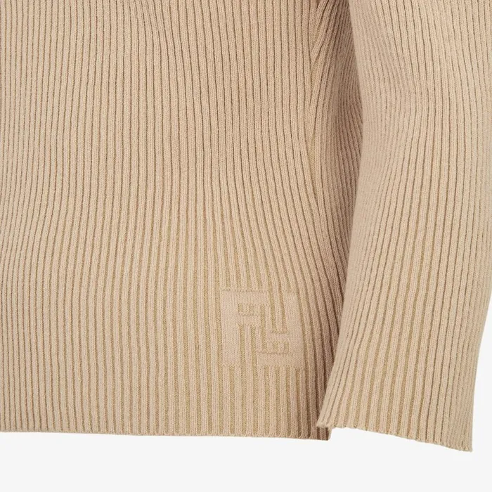 Woman Beige Cotton Pullover Beige Fendi Knitwear