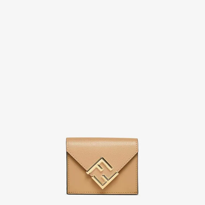Woman Beige Leather Wallet Brown Fendi Wallets