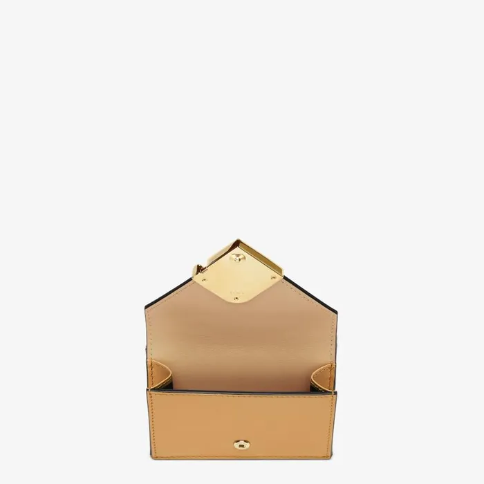 Woman Beige Leather Wallet Brown Fendi Wallets