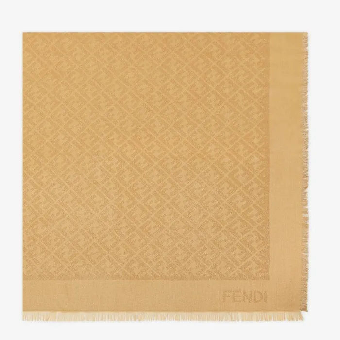 Woman Beige Lurex Shawl Beige Fendi Scarves and Silks