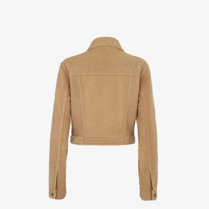 Woman Beige Shearling Jacket Beige Fendi Coats and Outerwear