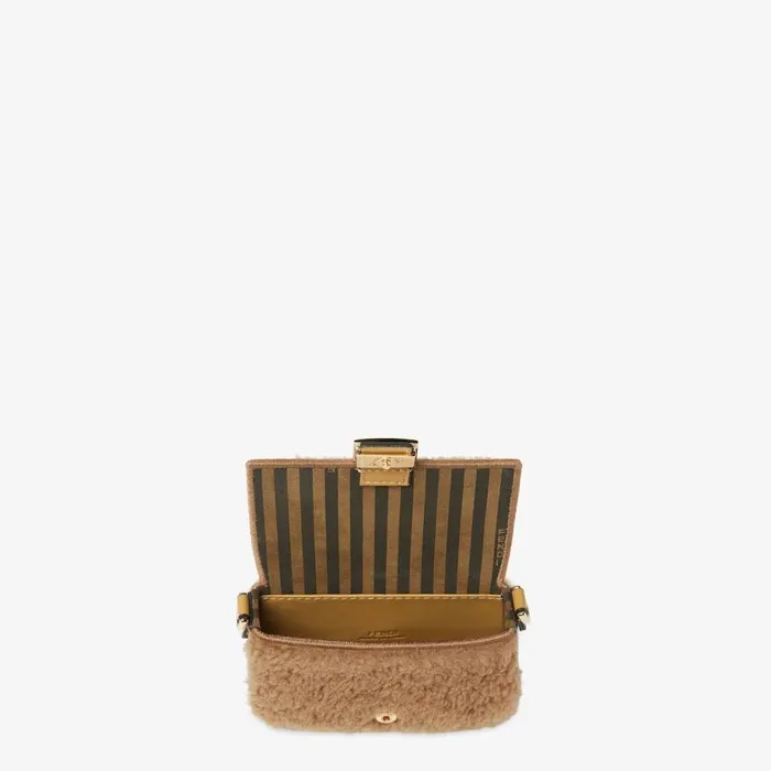 Woman Beige Sheepskin Charm Beige Fendi Miniature Bags