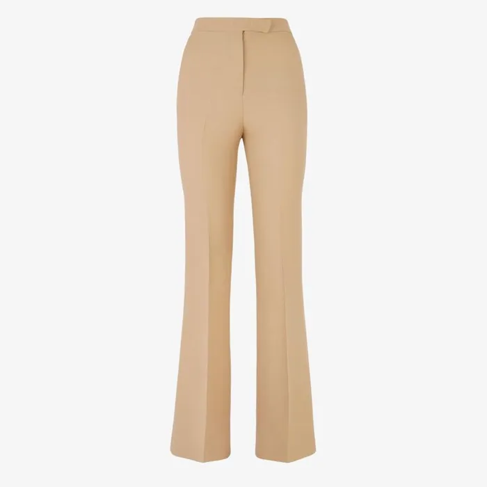 Woman Beige Silk And Wool Trousers Beige Fendi Pants and Shorts