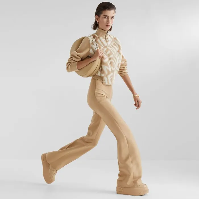 Woman Beige Silk And Wool Trousers Beige Fendi Pants and Shorts