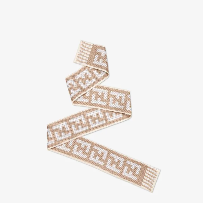 Woman Beige Silk Bandeau Beige Fendi Scarves and Silks