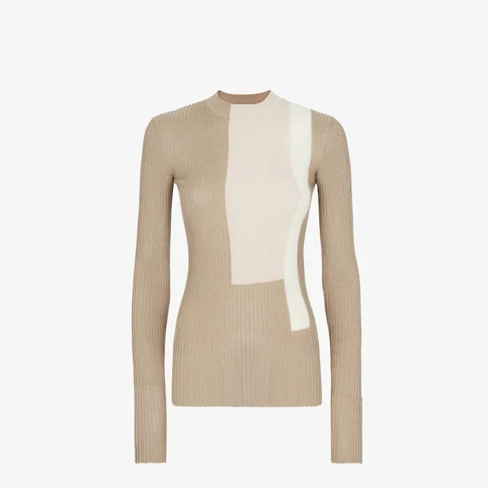 Woman Beige Viscose And Silk Top Beige Fendi Knitwear