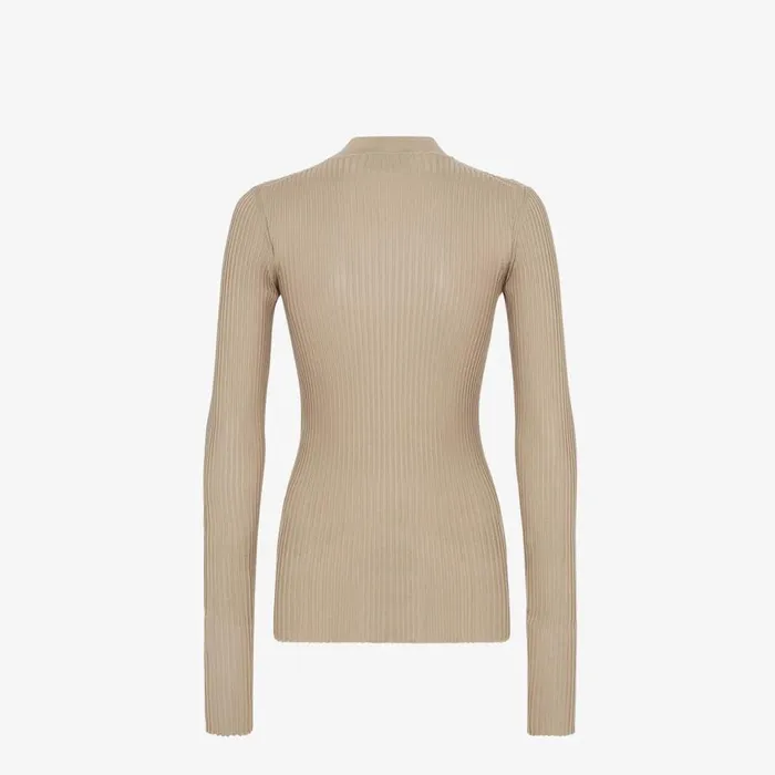 Woman Beige Viscose And Silk Top Beige Fendi Knitwear