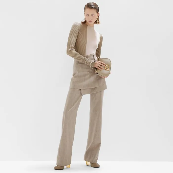 Woman Beige Viscose And Silk Top Beige Fendi Knitwear