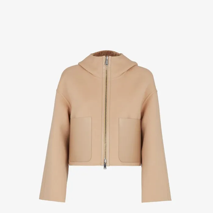 Woman Beige Wool Jacket Beige Fendi Coats and Outerwear