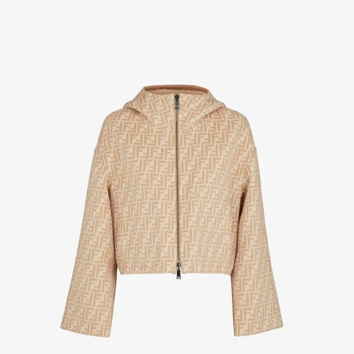 Woman Beige Wool Jacket Beige Fendi Coats and Outerwear