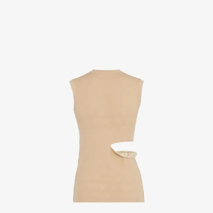 Woman Beige Wool Top Beige Fendi Knitwear