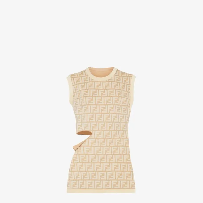 Woman Beige Wool Top Beige Fendi Knitwear