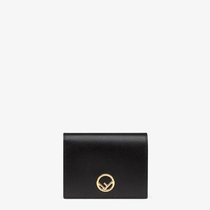 Woman Black Compact Leather Wallet Black Fendi Wallets