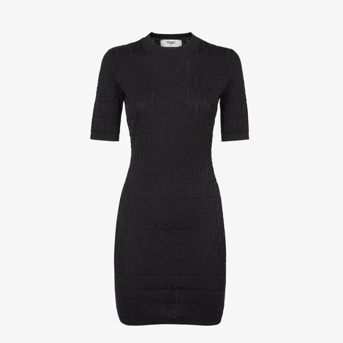 Woman Black Fabric Slimline Dress Black Fendi Knitwear