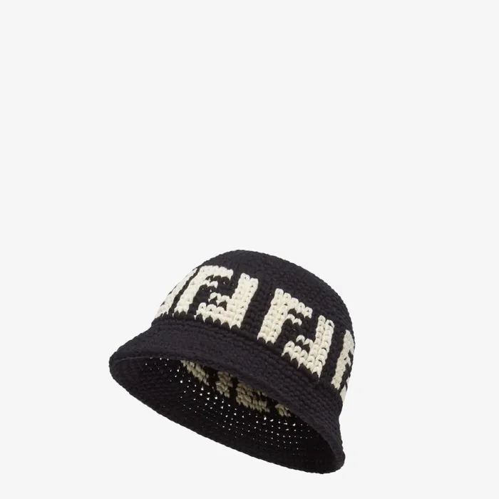 Woman Black Ff Cotton Cloche Hat Black Fendi Hats and Gloves