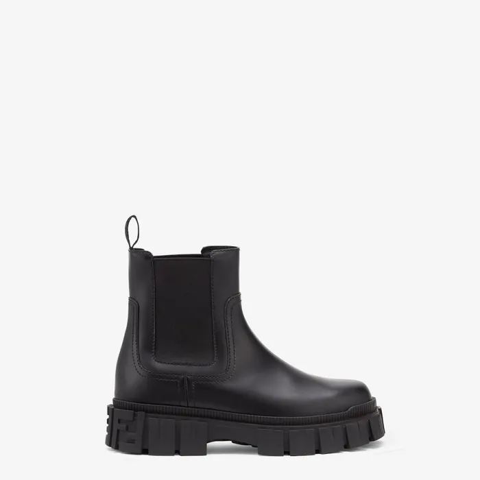 Woman Black Leather Chelsea Boots Black Fendi Boots and Ankle Boots