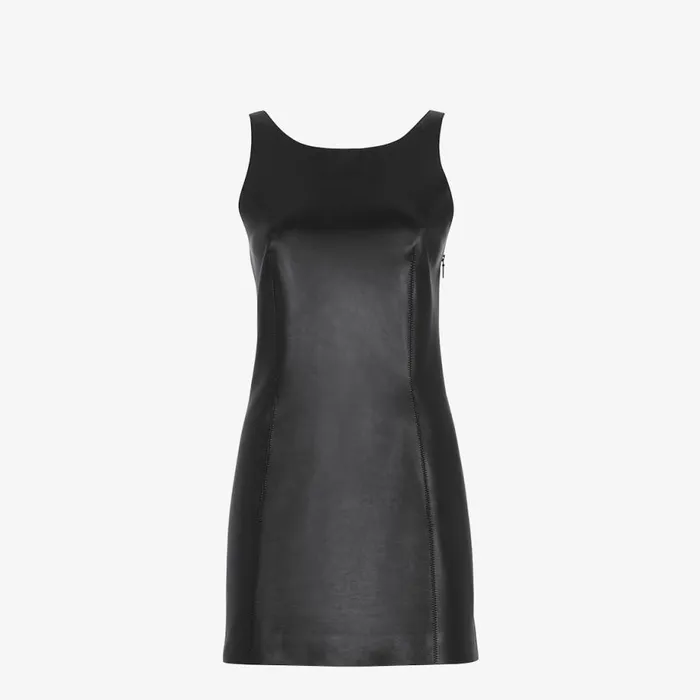 Woman Black Leather Dress Black Fendi Dresses and Jumpsuits