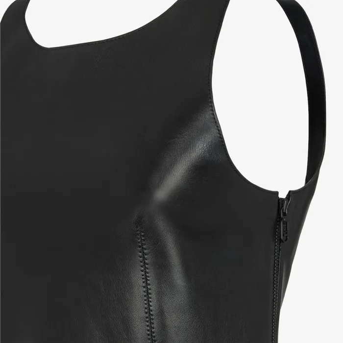 Woman Black Leather Dress Black Fendi Dresses and Jumpsuits