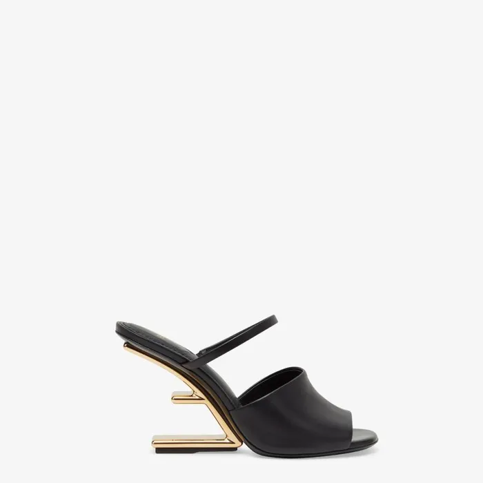 Woman Black Leather HighHeeled Sandals Black Fendi Fendi First