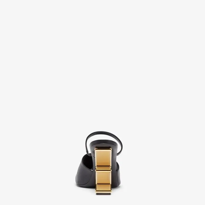 Woman Black Leather HighHeeled Sandals Black Fendi Fendi First