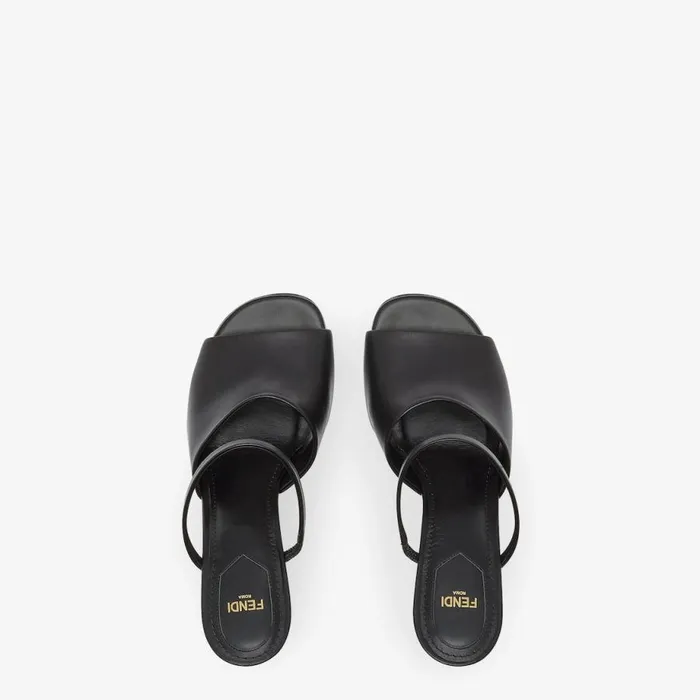 Woman Black Leather HighHeeled Sandals Black Fendi Fendi First