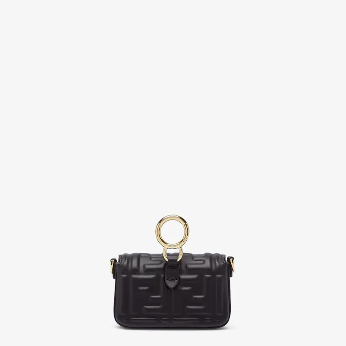 Woman Black Nappa Leather Charm Black Fendi Miniature Bags