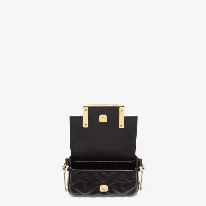 Woman Black Nappa Leather Charm Black Fendi Miniature Bags