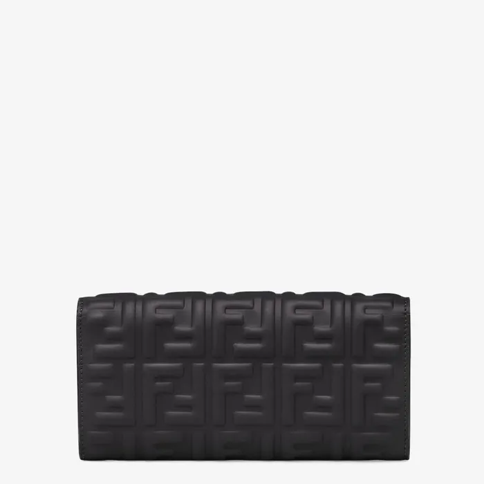Woman Black Nappa Leather Wallet Black Fendi Wallets On Chain