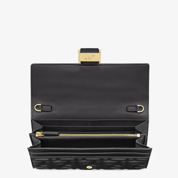 Woman Black Nappa Leather Wallet Black Fendi Wallets On Chain