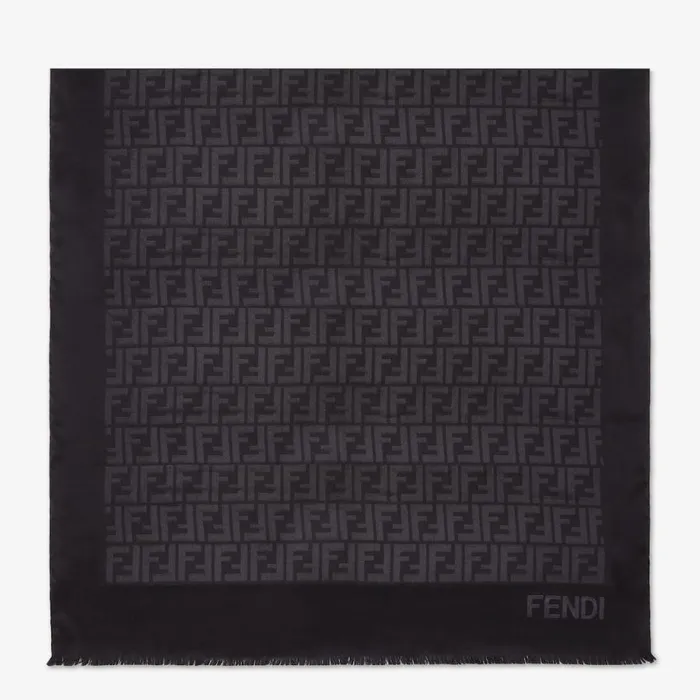 Woman Black Silk Stole Black Fendi Scarves and Silks