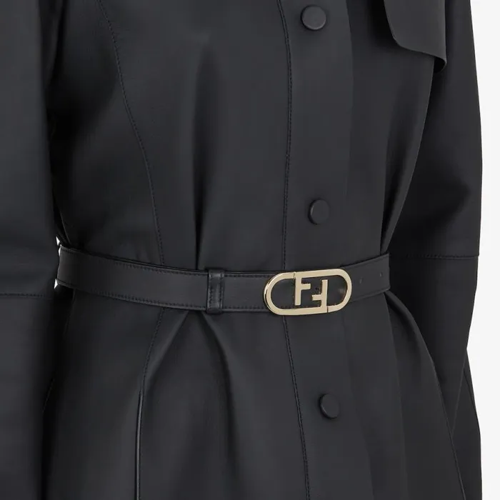 Woman Black Waxed Leather Jacket Black Fendi Coats and Outerwear