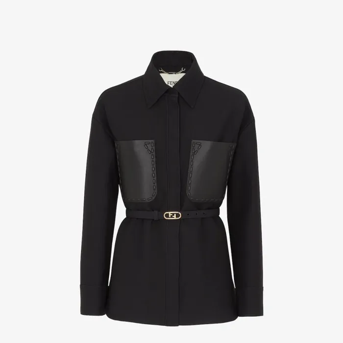 Woman Black Wool And Silk GoTo Black Fendi Coats and Outerwear